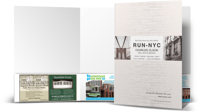 Custom printed marketing folder with business ads
